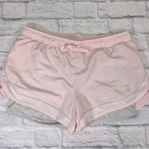 Reebok athletic shorts Light Pink/gray Dri-Fit Size Large Layered shorts
